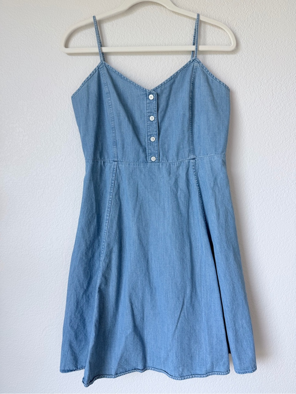 GAP Chambray Fit & Flare Mini Dress Blue Button Front Size 6 - Picture 2 of 12